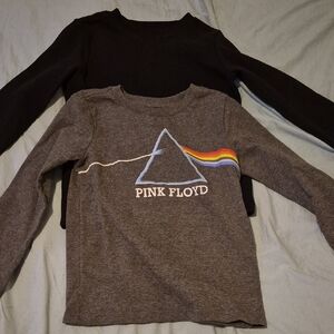 (2) Long Sleeve Shirts 4T Pink Floyd Gray And Black Thermal. Set. Bundle.